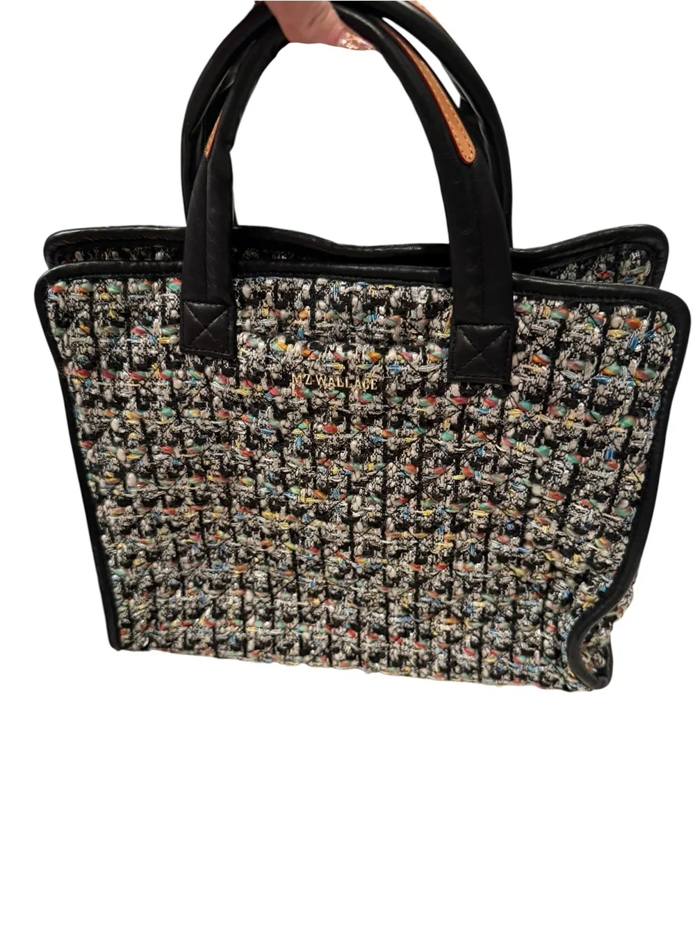 MZ Wallace Medium Bouclé Box Tote Multicolor Tweed Crossbody